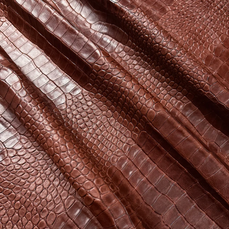 Two-Tone Veg Tan Crocodile Embossed Lambskin, 2 oz - 3 Colors - Image 5