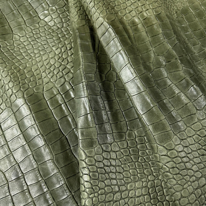 Two-Tone Veg Tan Crocodile Embossed Lambskin, 2 oz - 3 Colors - Image 3